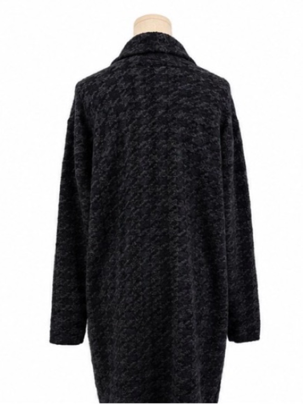 Max Studio Women’s Large Black Charcoal Heavy Knit Open Front Cardigan - Picture 3 of 5